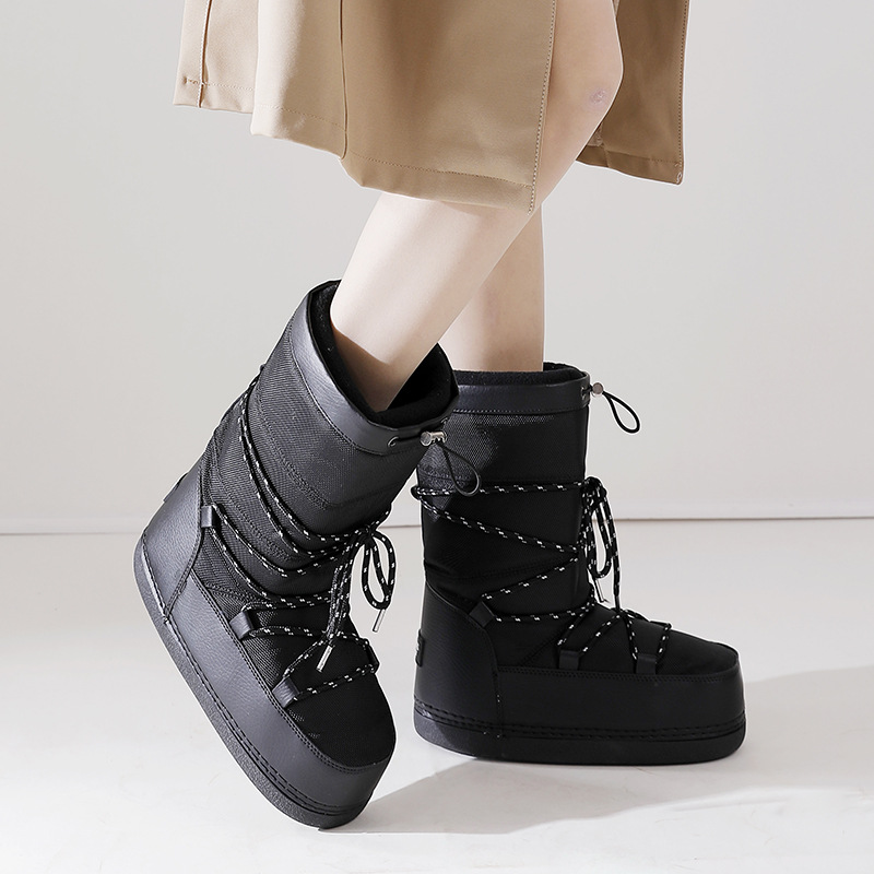 Invierno nuevo espacio al aire libre zapatos botas de esquí negro textura gruesa caliente fresco ventilador transfronterizo SUMINISTRO DE Taobao más tamaño