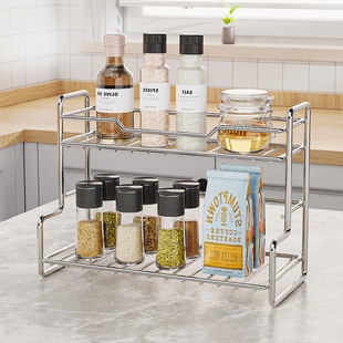 Kitchen storage rack stainless steel desktop kitchen storage rack thickened multi-functional kitchen utensil storage rack seasoning rack