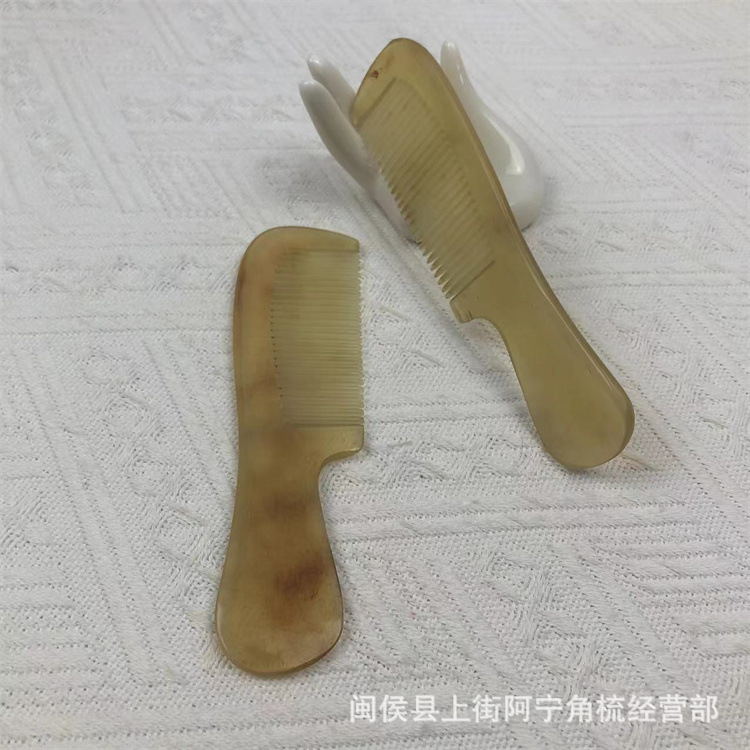 Goat Horn Comb 13cm Medium Handle Comb Natural Yang Jiao Gua Sha Comb for Hair Care and Scalp Massage overview