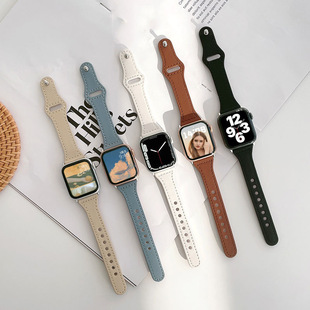 Apple, часы, модный ремешок для часов, из натуральной кожи, простой и элегантный дизайн
