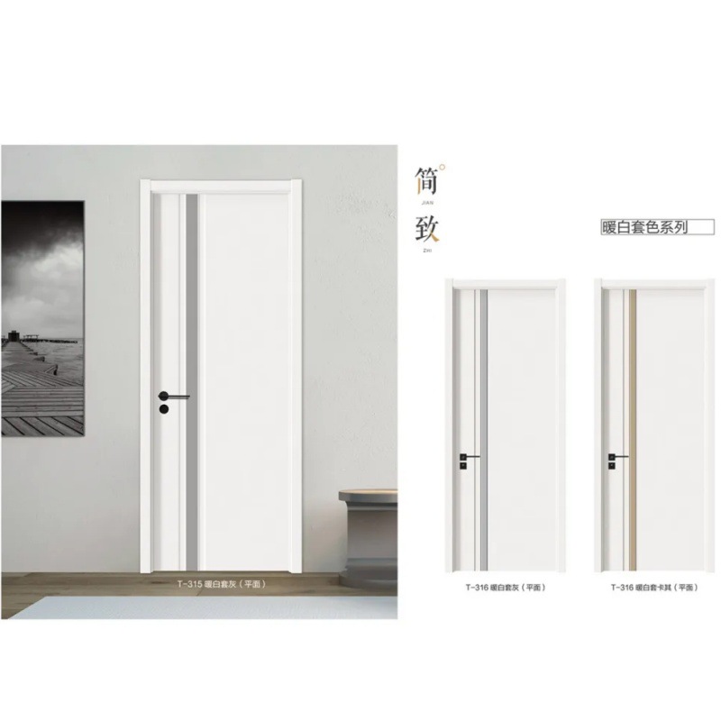 Puerta del dormitorio Puerta de la habitación de madera maciza multicapa sin pintura Aislamiento acústico interior Juego de lujo ligero Protección ecológica y ambiental Puerta de madera maciza francesa image 5
