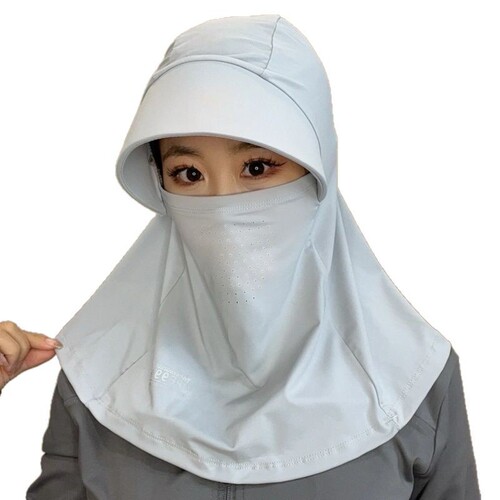 Summer New Full-Face Sun Mask Thin Quick-Dry Breathable Outdoor Sunshade UV Protection Chilling Silk Sun Hat