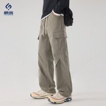 枫舍男装 /2025秋冬新款美式宽松阔腿格纹肌理工装风直筒裤长裤