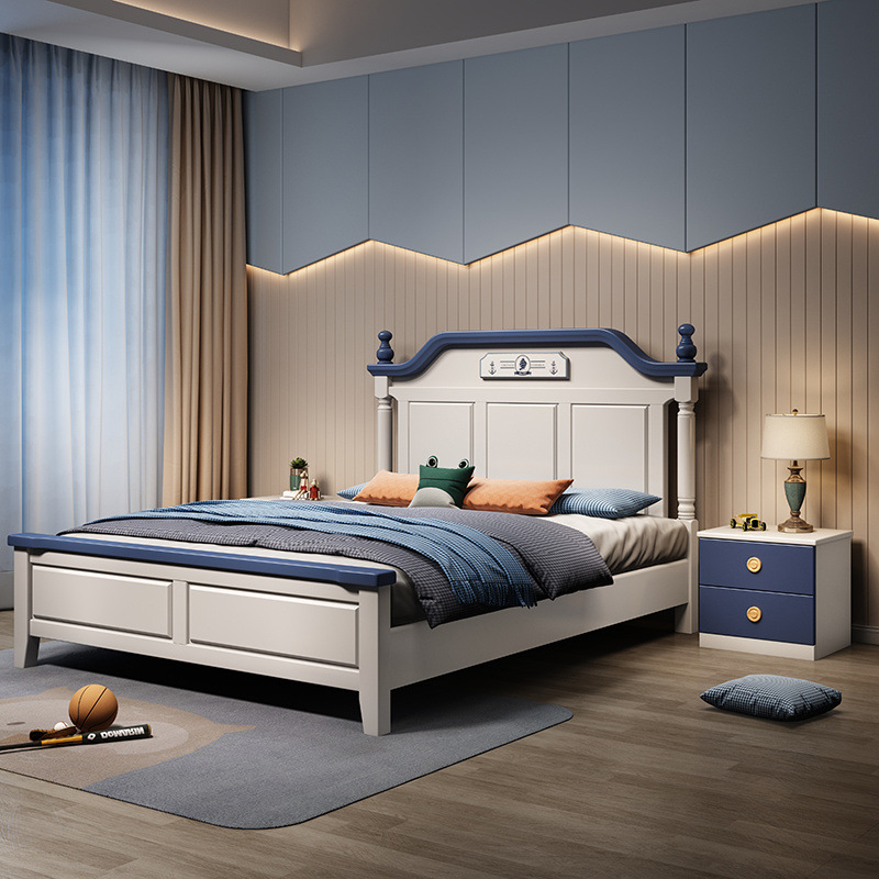 Cama para niños americana de madera maciza simple niño 1,5 m cama doble individual con almacenamiento niña 1,2 m adolescente image 5