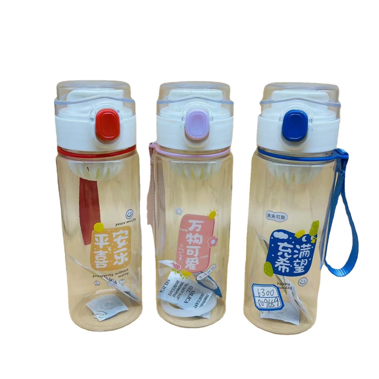 Cubierta de rebote estudiante pequeña capacidad deportes portátil 600ml té perfumado taza portátil rebote taza de agua de plástico con mango