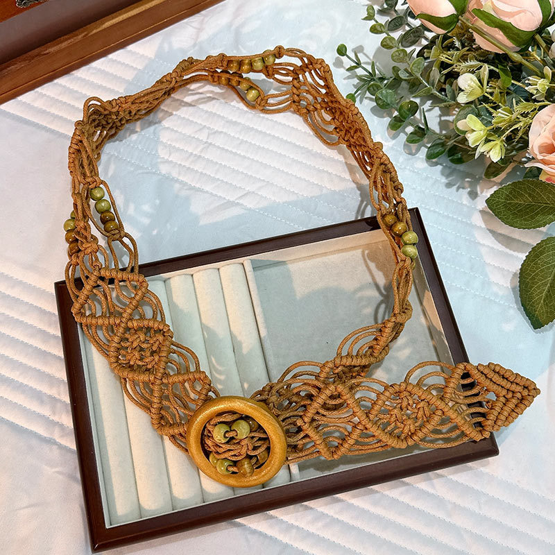 Cuerda de la cintura popular Bohemia tejida cuerda de cáñamo cadena de la cintura cinturón delgado vestido del todo-fósforo de las mujeres joyería transfronteriza al por mayor