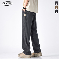LKTM # リヨセルストレートカジュアルパンツメンズ夏薄いクールルーズ通気性アイスシルクドレープパンツ