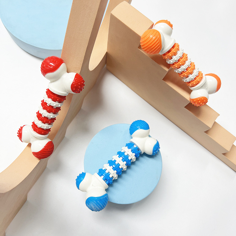 Nuevos productos transfronterizos para mascotas juguetes para perros TPR huesos de engranajes multicolores resistentes al desgaste dientes limpios juguetes para mascotas al por mayor