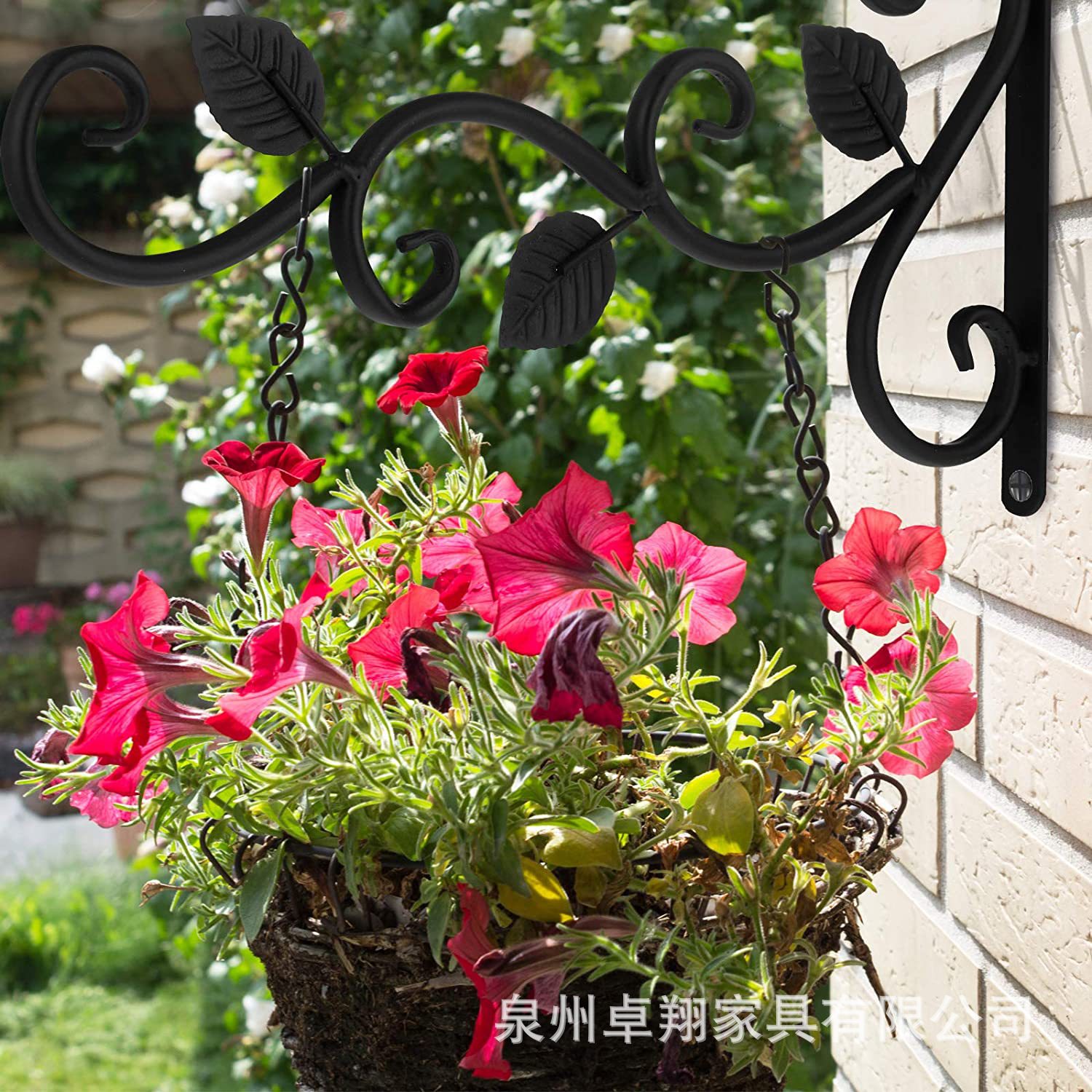 Zhuoxiang transfronterizo tipo pared colgante europeo canasta de flores soporte de canasta de flores colgando estante de flores de maceta de flores campana de viento soporte de lámpara de calle