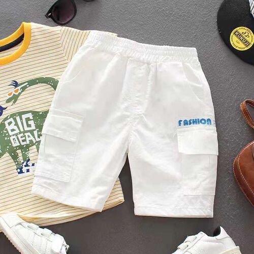 Boys' cotton shorts Korean style children's summer overalls baby casual shorts medium pants boys' five-quarter pants fashionable