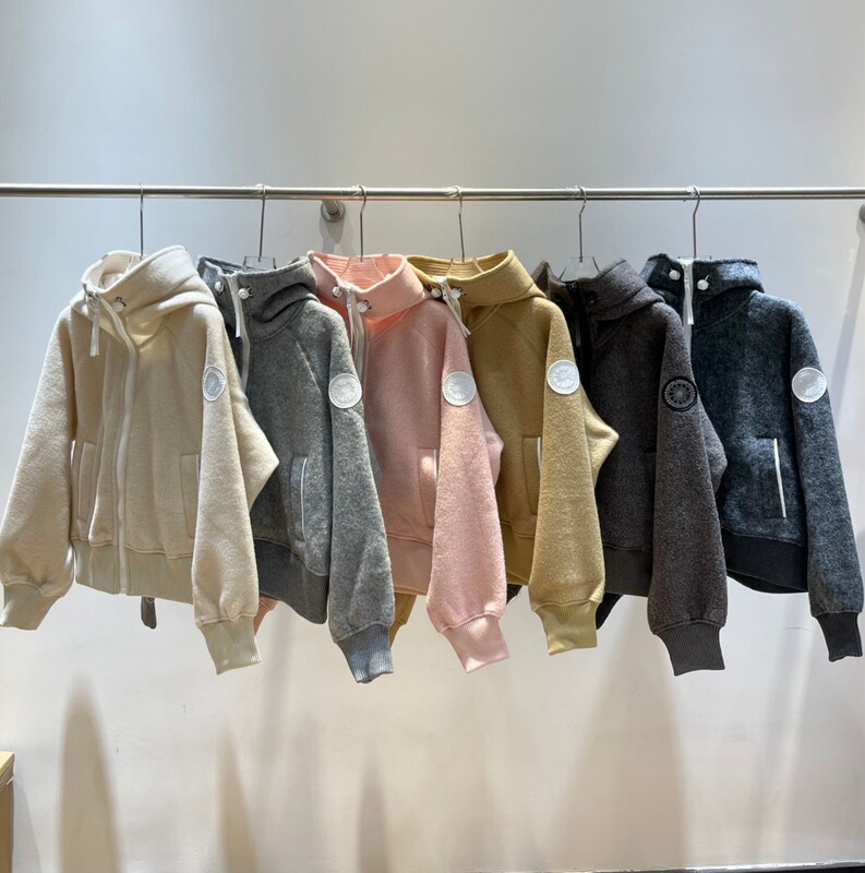 New Model Cg~ Canada Goose Logo Patch Wool Double-Sided Fleece Letter Zipper Hooded Jacket for Men and Women