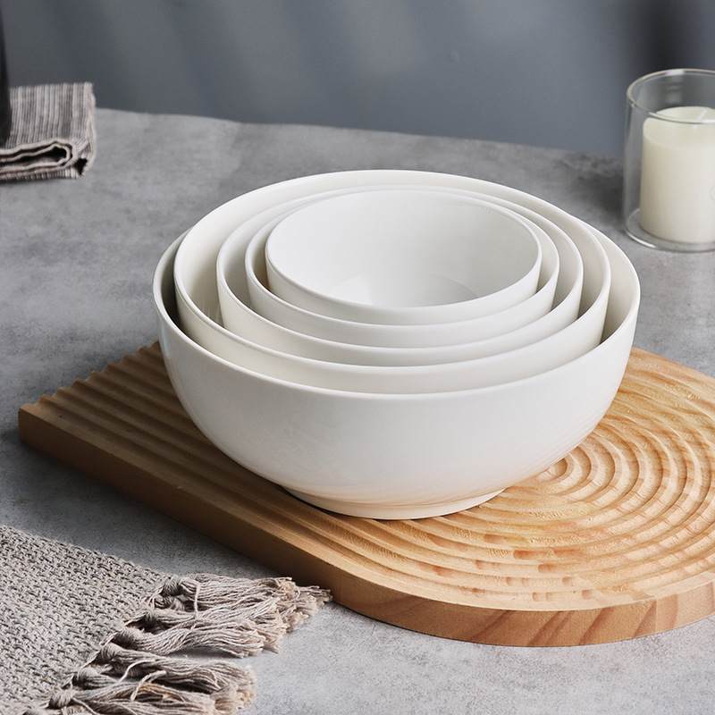纯白色陶瓷米饭碗面碗大汤碗酒店餐厅汤粉碗家用小碗ceramic bowl|undefined
