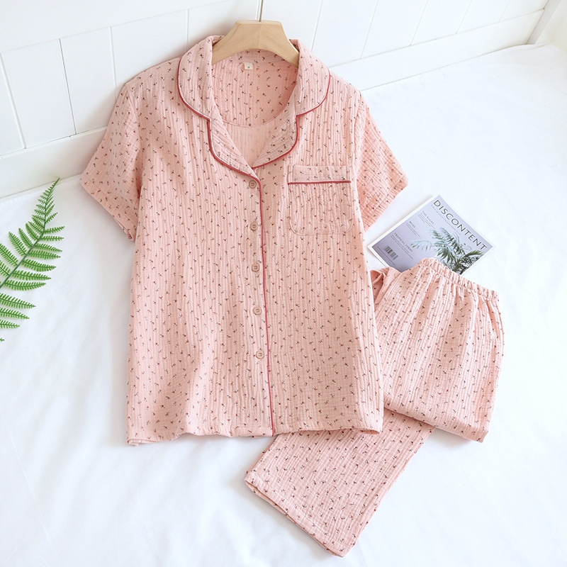 SXLピンク小花-クレープ短丈