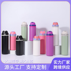 跨境新款水果杯不锈钢双饮盖保温杯男女户外便携弹跳盖运动水瓶