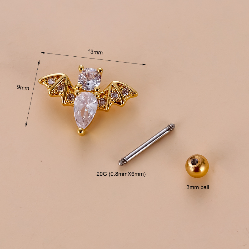 Ear Cartilage Rings & Studs Fashion Geometric 316L Stainless Steel  Copper Waterproof Non Tarnish Surgical Steel Zircon display picture 1
