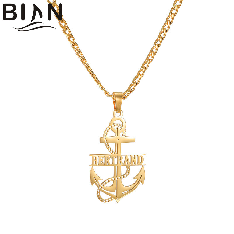 Cross-Border Jewelry Stainless Steel 18K Name Gold Anchor Pendant DIY English Letter Personalized Design Non-Fading Necklace Cross-Border Jewelry Stainless Steel 18K Name Gold Anchor Pendant DIY English Letter Personalized Design Non-Fading Necklace