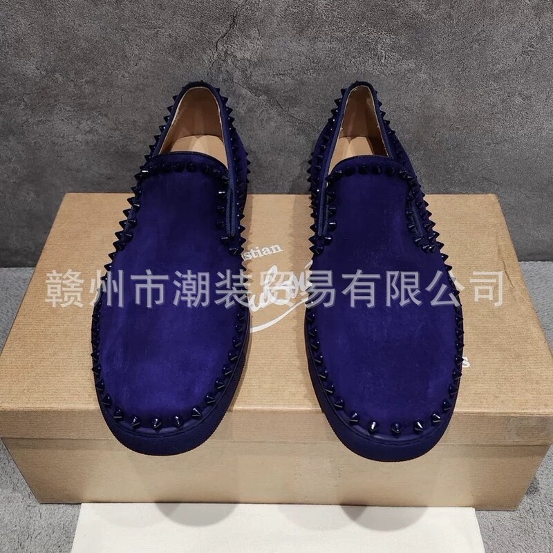 Cl Andgz Red-Soled Shoes with Blue-Purple Spikes, Slip-On Men's Shoes, Studded Casual Low-Top Women's Shoes, Couple's Sneakers Cl Andgz Red-Soled Shoes with Blue-Purple Spikes, Slip-On Men's Shoes, Studded Casual Low-Top Women's Shoes, Couple's Sneakers