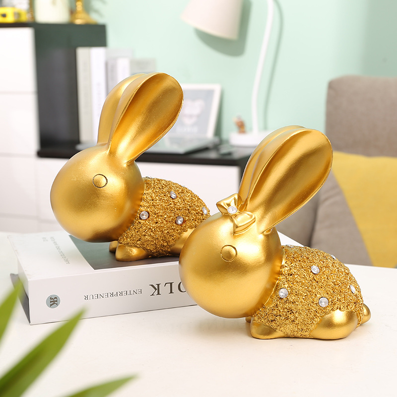 Nordic Light Luxury Cute Rabbit Resin Ornaments Simple Couple Rabbit Creative Desktop Entrance Decorations
