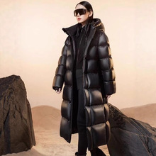 2025高端新款黑金鹅绒八格抗寒高品质超厚羽绒服女情侣同款中长款