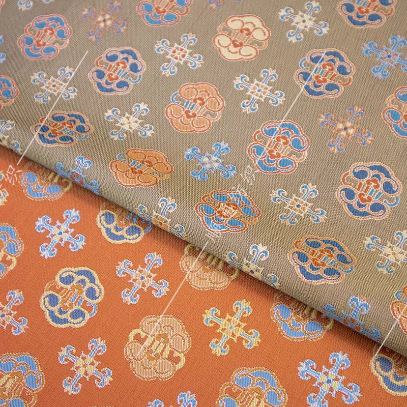 蜀锦人丝三色经提花面料国风马甲上衣服装布料新中式提花汉服