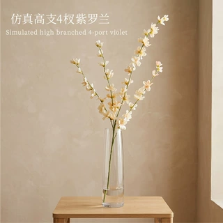 4叉高枝紫罗兰仿真花婚礼堂户外造景挑高假花材家居装饰批发花束