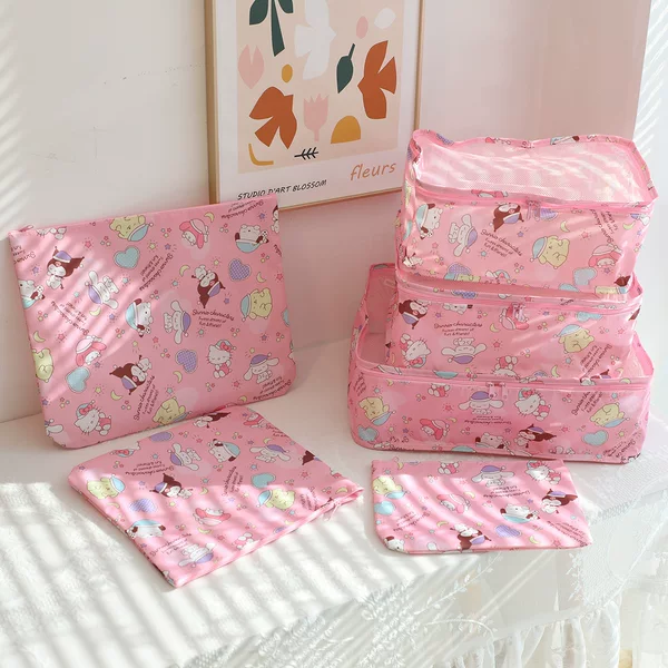 Cute Cartoon Melale Culomi Waterproof Travel Storage 6-piece Set Travel Storage Set Classification Organizing Bag