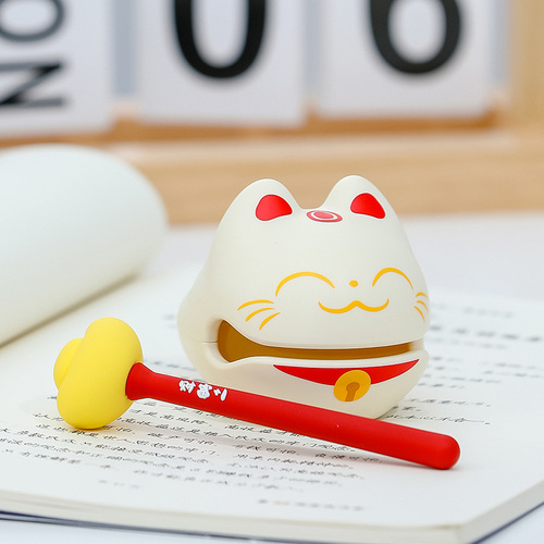 New Lucky Cat Little Wooden Fish Meditation Decoration Office Decompression Knocking Wooden Fish Creative Funny Gift Toy