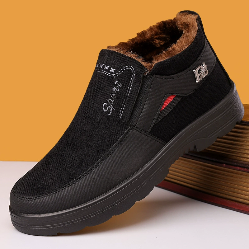Старая пекинская обувь из ткани зимняя мужская хлопчатобумажная обувь плюс большой размер папы обувь плюс бархатная толстая хлопчатобумажная обувь для пожилых людей среднего и пожилого возраста хлопчатобумажная обувь для пожилых людей