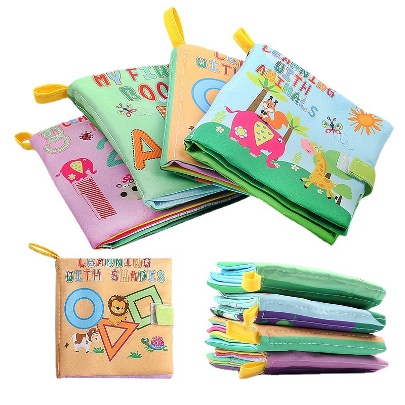Libro de tela tridimensional para bebés educación temprana educativa Comercio exterior libro de tela en bolsas de cuatro con papel de timbre entrega de una pieza juguetes para bebés