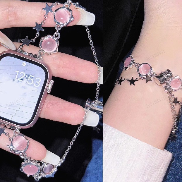 Apple Watch S10 Watch Strap Five-Pointed Star Translucent Cat Eye Summer Suitable for Xiaomi 8Pro Bracelet Women's Wristband