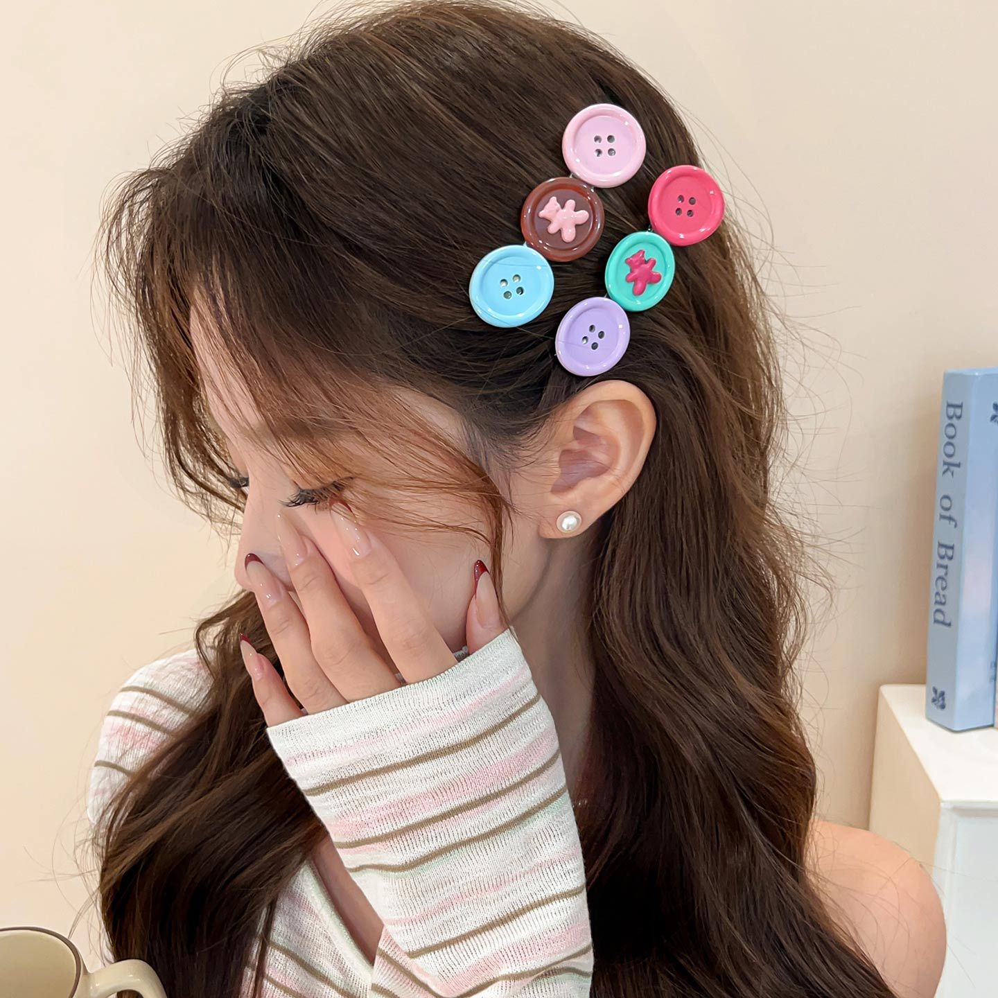 Bonito botón oso clip para el cabello de la mujer alta sensación 2025 nueva chica lateral pellizco clip para el cabello de la cabeza clip para el cabello