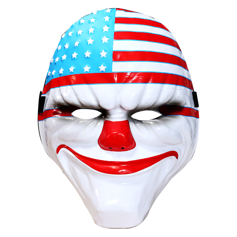 Nueva película de Halloween payaso ladrón cos horror facial completo props día de la cosecha bandera cara máscara de fiesta