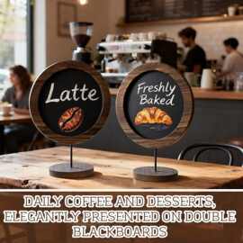 新款一套 2 个 配有木质圆形框架和底座 婚礼餐桌席位卡标识牌