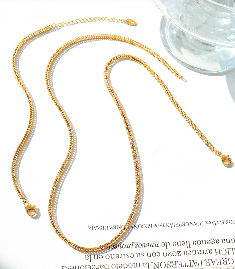 Simple Style Solid Color Titanium Steel Chain Jewelry Set