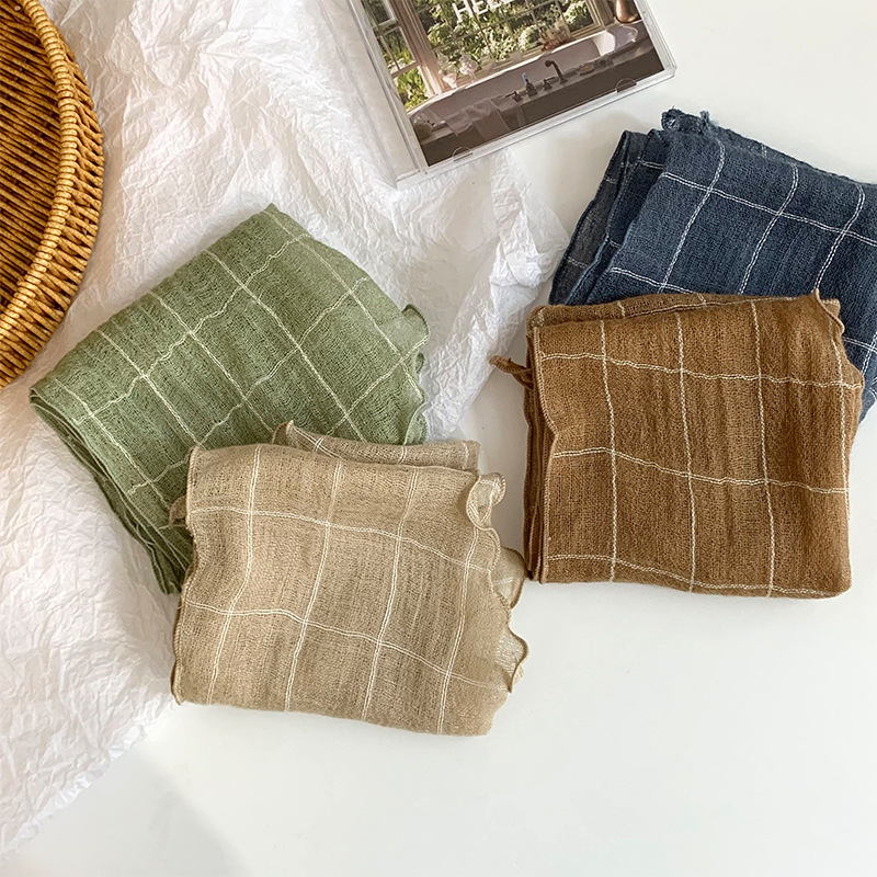 Turbante triangular, cinturón para el cabello, cabello atado, versión coreana de la bufanda triangular a cuadros japonesa, bufanda para el cuello de verano, bufanda transpirable de todo fósforo