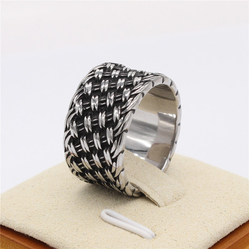 R1392 Wholesale Fashion Accessories EMEU Personality Retro Braided Knot Titanium Steel Ring Finger for Men