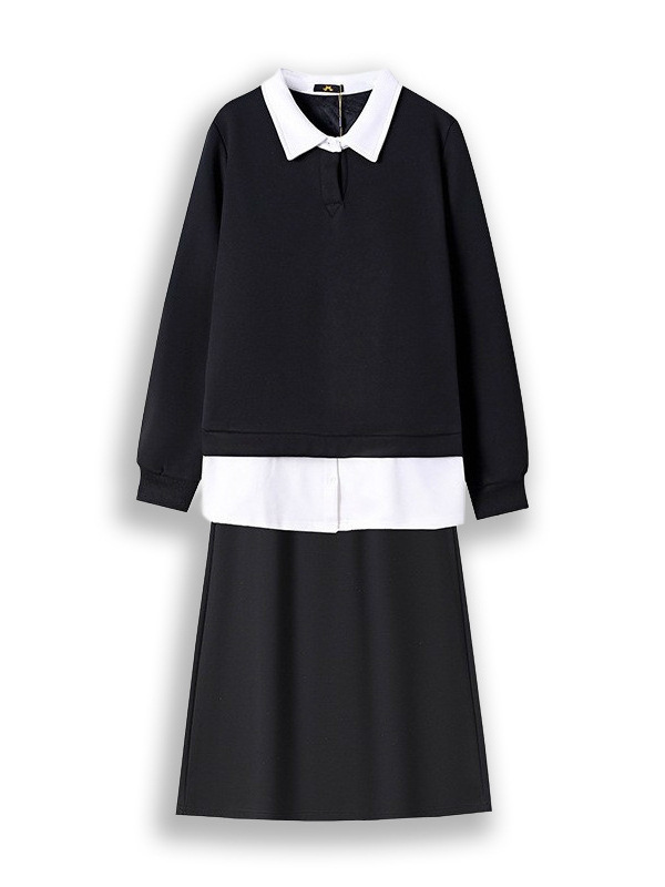 130-320 Plus Size Women's Elegant Fleece-Lined Two-Piece Set 2025 Winter New Slightly Fat Sister Sweatshirt Skirt 130-320 Plus Size Women's Elegant Fleece-Lined Two-Piece Set 2025 Winter New Slightly Fat Sister Sweatshirt Skirt