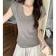 Korean Striped U-Neck T-Shirt Women's 2025 Spring New Slim-Fit Slimming Waist Sleeveless Short Knitted Top Ins