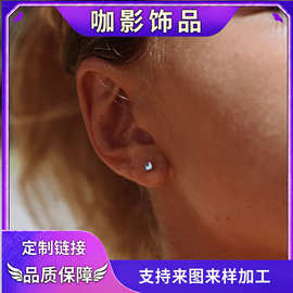 亚马逊跨境新款钻石耳环小巧简约感铜耳钉港风气质优雅女