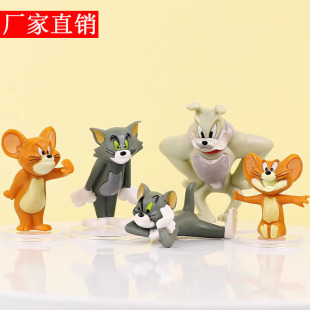 Cat and Mouse Birthday Cake Decorative Ornaments Insert Tom Jerry Internet Red Plug-in Cheese Block Mold Baking Props