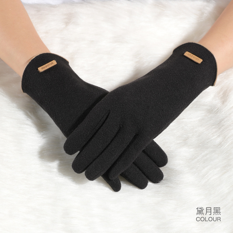 Otoño e invierno guantes de terciopelo Forro cálido forrado de lana gruesa a prueba de viento a prueba de frío a prueba de fugas Flip dedo guantes de pantalla táctil para mujeres