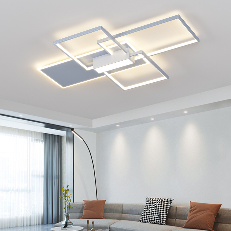 Luz principal de la sala de estar minimalista gris viento sistema LED luz de techo de arte moderno ambiente redondo dormitorio estudio luz de balcón