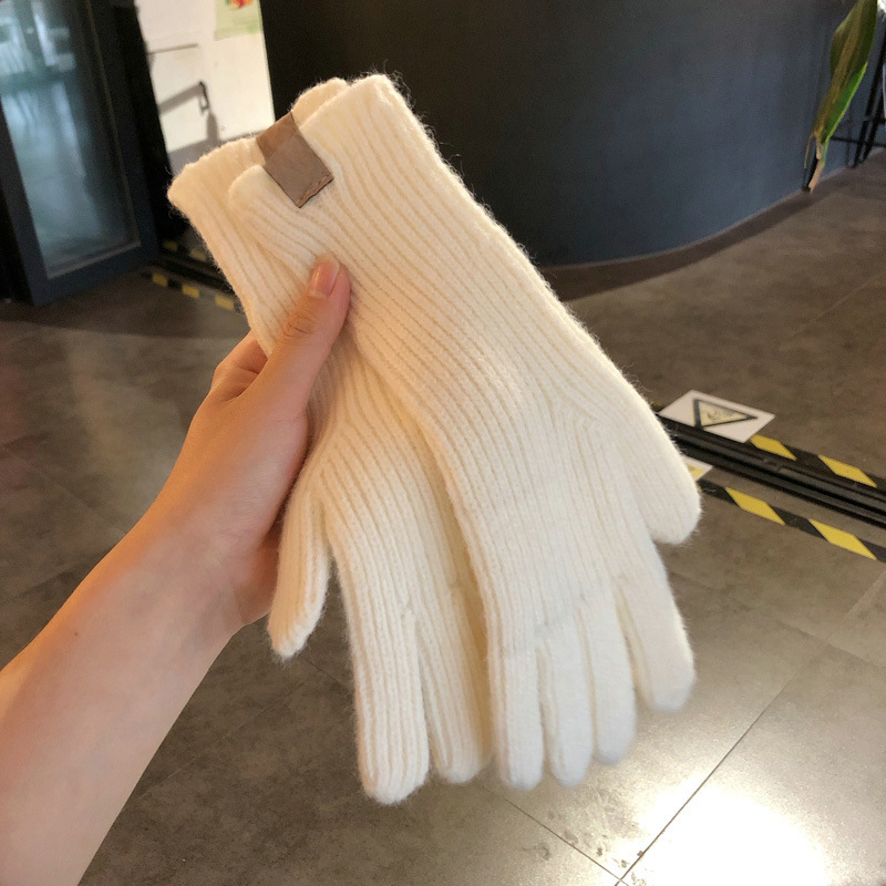 Korean-style Solid Color Knitted Gloves Split Fingers Touch Screen Anti-cold Harajuku Style Little Red Book Grass for Autumn and Winter_voghion.com