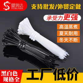 定制批发自锁式塑料扎带束线扎线带抗老化白黑色尼龙加厚电线网线
