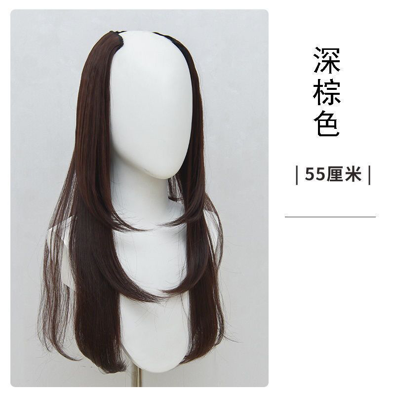 Transfronterizo coreano dulce hermana micro-rollo troyano estampado una pieza de pelucas de mujer seda de alta temperatura fábrica al por mayor