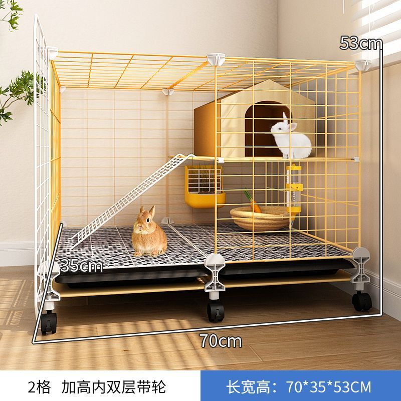 ウサギのかごの家庭用特大サイズの二階のプラットフォームのフルセットのウサギの巣はトイレの小さい別荘の室内で専用の大きい空間を養います。|undefined