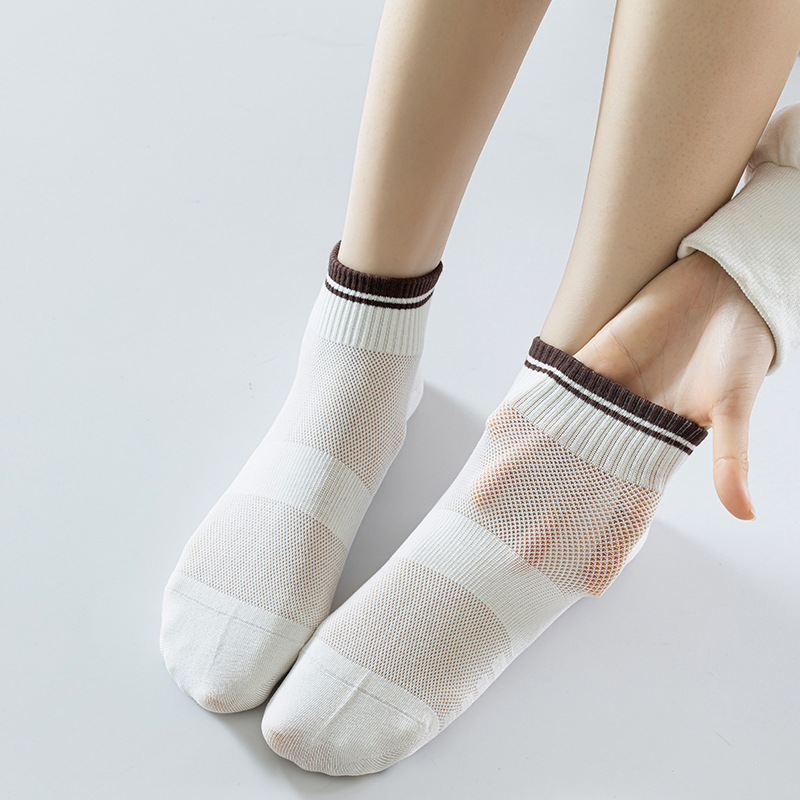 Calcetines de algodón de color sólido, calcetines de malla transpirables de verano, 100 calcetines de algodón anti-balling sin costura de hueso, calcetines de embalaje independientes