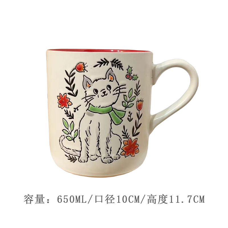 Cerámica bajo vidriado pintado a mano linda taza de gato taza de agua taza de desayuno taza de avena pareja micro pomelo