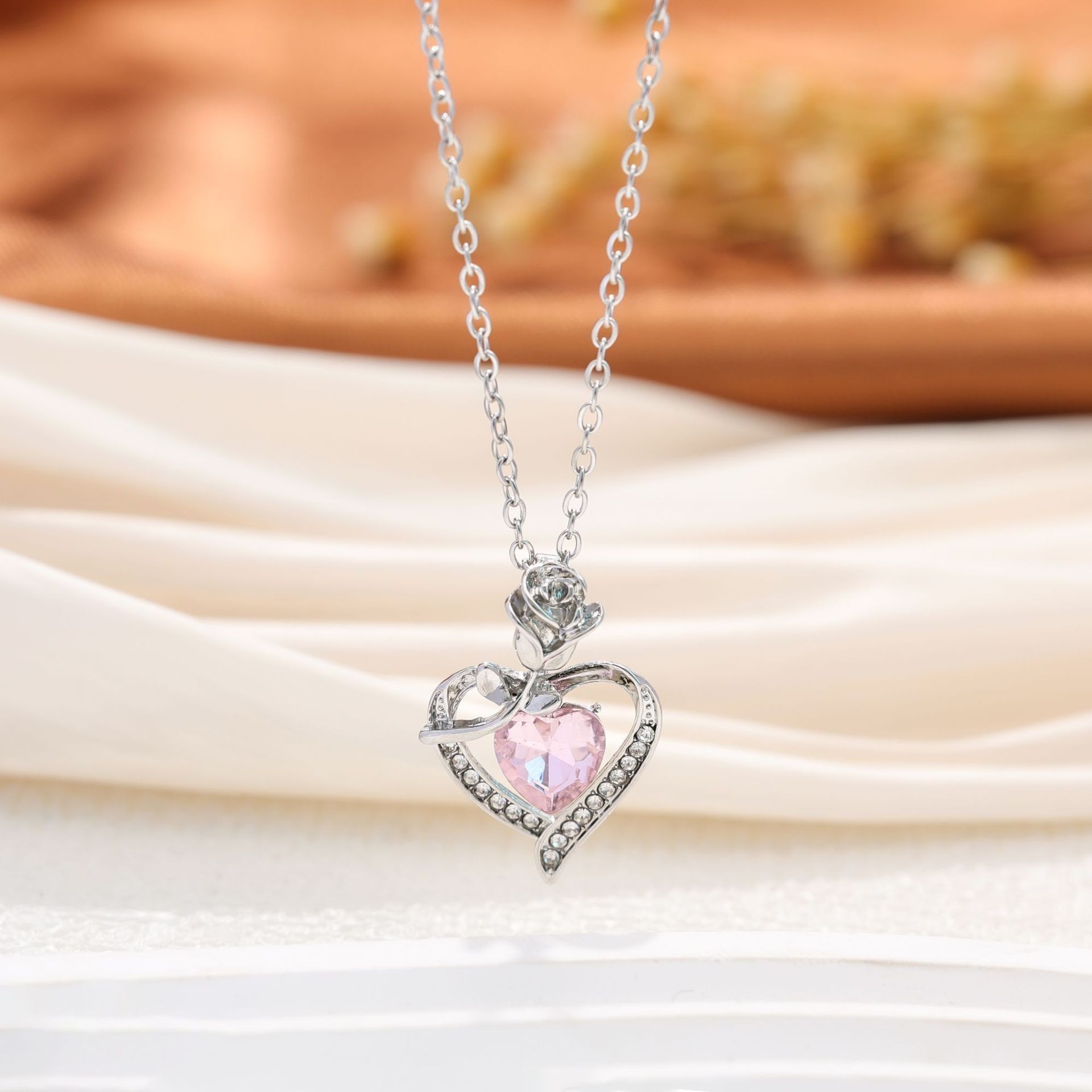 Deseo transfronterizo de moda europea y americana rosa mujer amor colgante de diamantes joyas de regalo del día de la madre image 13