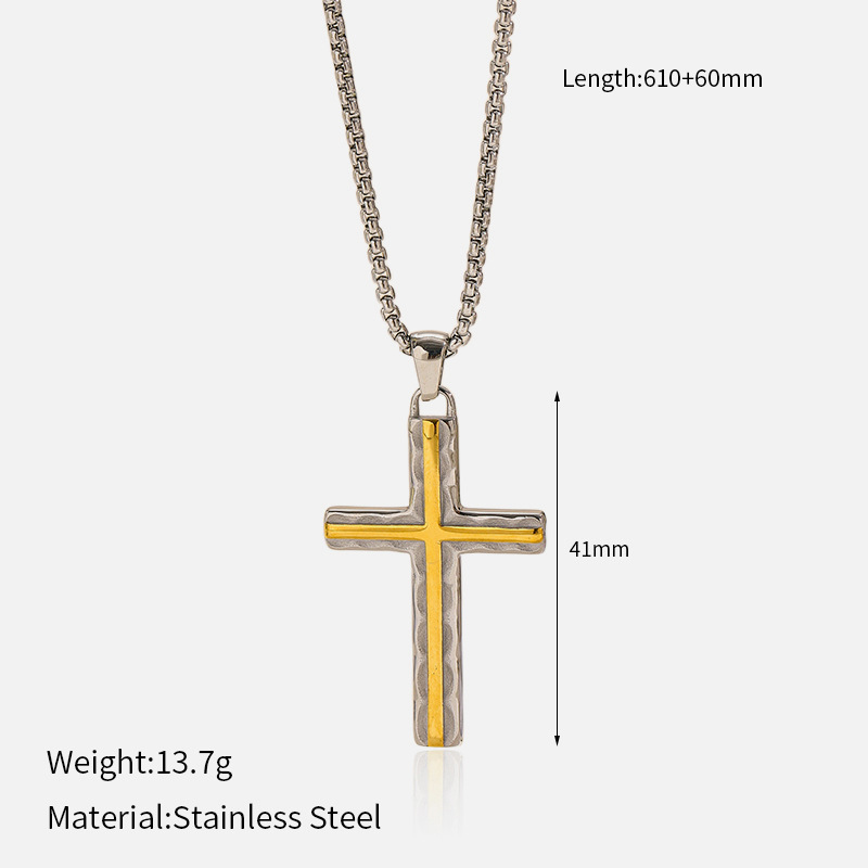 18g Weight Lobster Trigger Clasp Closure Clasp Closure Type 304 Stainless Steel Pendant Material Pendant Necklace Classification 304 Stainless Steel Chain Material box chain, Twisted Rope Chain Chain Type 1 Piece Quantity Casual, Daily Occasion 304 Stainless Steel Material Cross Pattern All Seasons Season Women's Gender Mixed Metal, Plating Design Elegant, Vintage Style Style Wholesale Jewelry Elegant Vintage Style Cross 304 Stainless Steel Mixed Metal Plating Box Chain Twisted Rope Chain Pendant Necklace 4